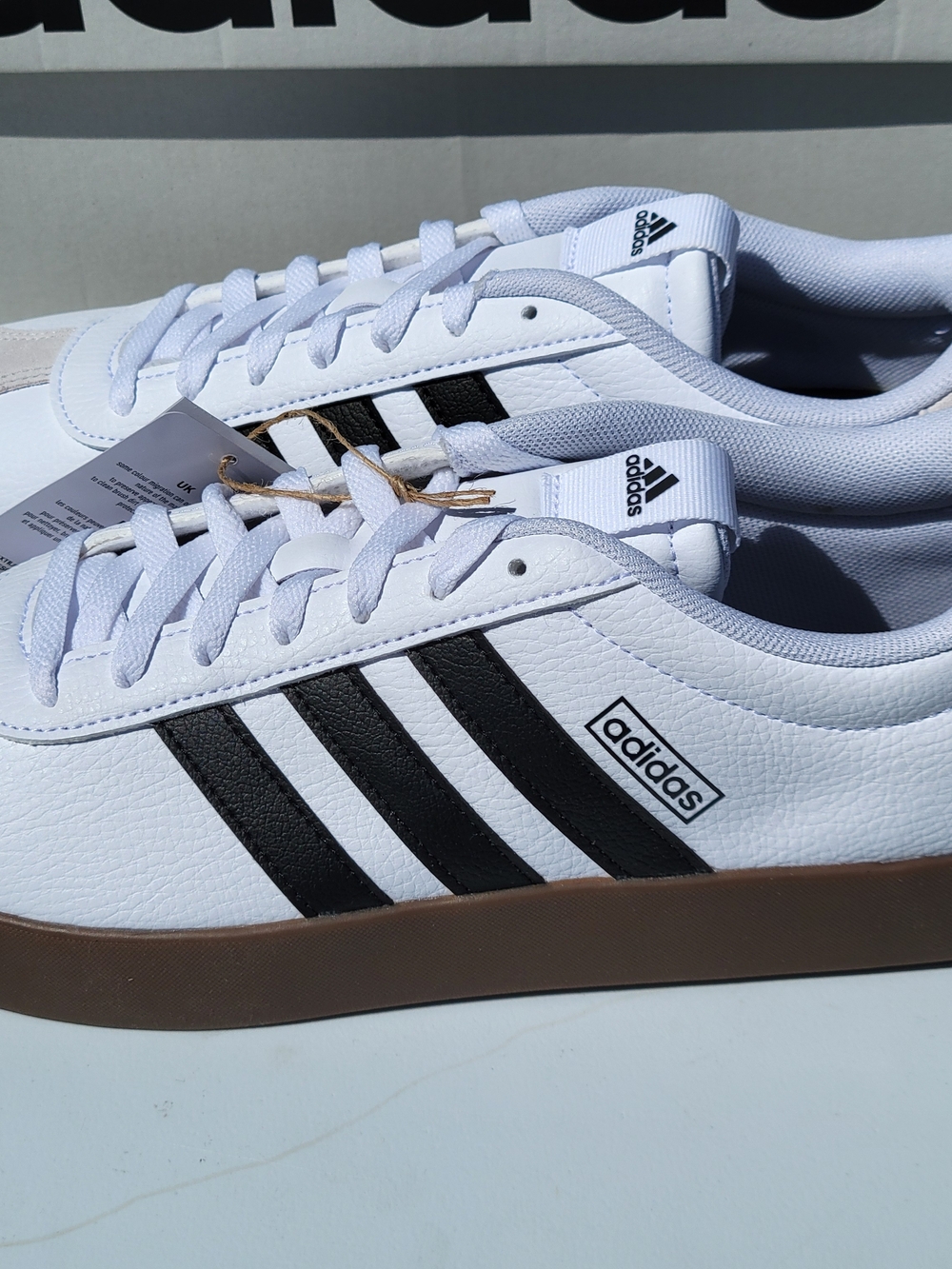 Mens Size 11 Adidas VL Court 3.0 Leather Skateboard Sneakers White Black Grey - Picture 6 of 8